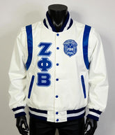 Zeta White Wool and Leather Letterman Jacket